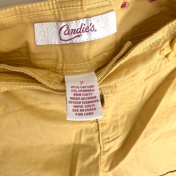 Candies Shorts Chino Mid Rise Flat Front Pockets Cargo Outdoor Yellow, Size 7 - Picture 4 of 6